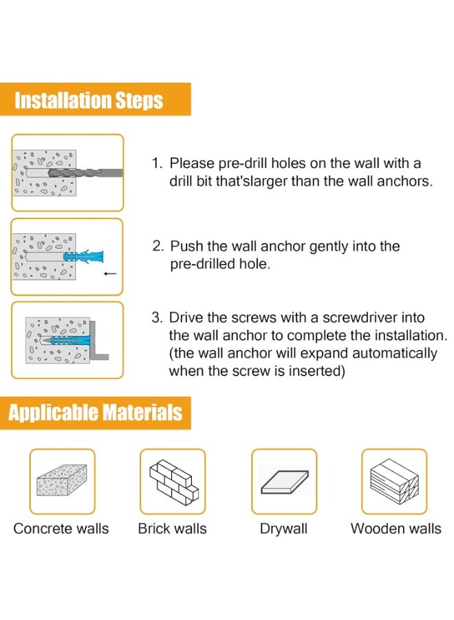 FAYET 270 PCS Drywall Anchors and Screws Kit, Plastic Expansion Wall Anchors & Phillips Flat Head Screws Assortment - Image 5